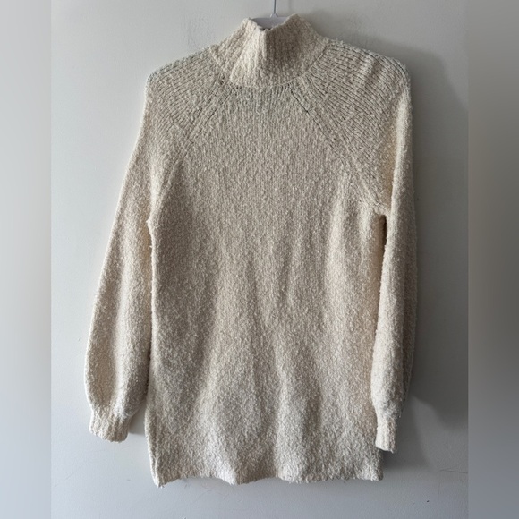 Aerie Cream Wool Oversized Popcorn Texture Mock Neck Sweater - Picture 3 of 6